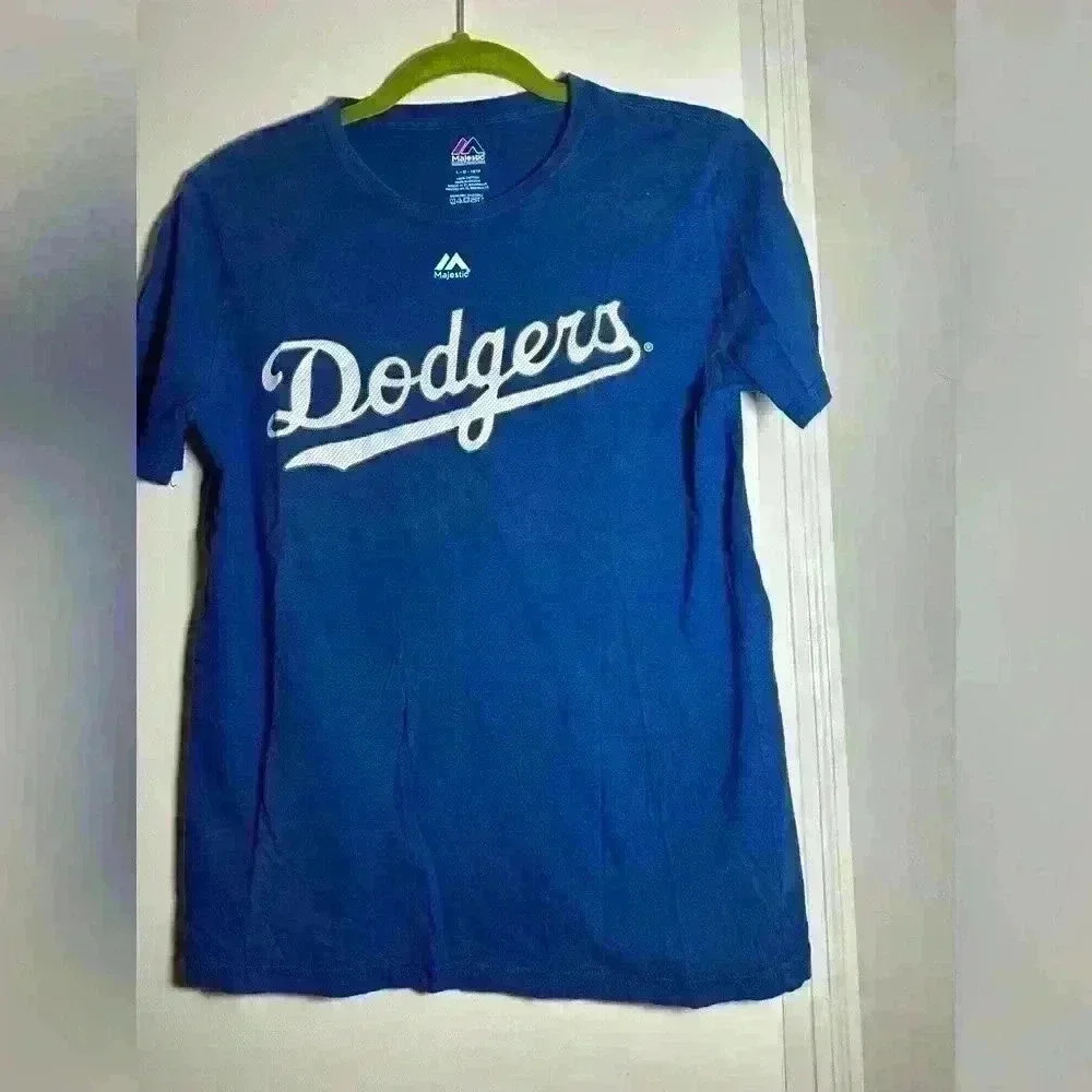 Yasiel Puig #66 Los Angeles Dodgers YOUTH Size L Large Majestic Blue Shirt.
